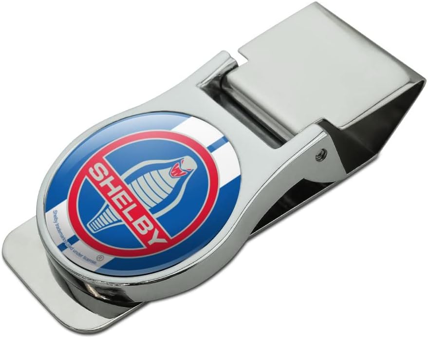 Shelby Cobra Vintage Logo Satin Chrome Plated Metal Money Clip