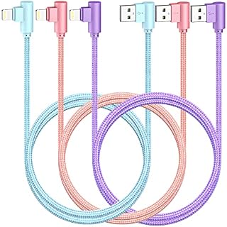 iPhone Charger Cable, 3Pack [Apple MFi Certified] 1.8M Right Angle Lightning Cable Nylon Braided Sync ipad Charger Cable for iPhone 14 13 12 11 Pro Max Mini XR XS X 8 7 6s 6 iPad iPod AirPods