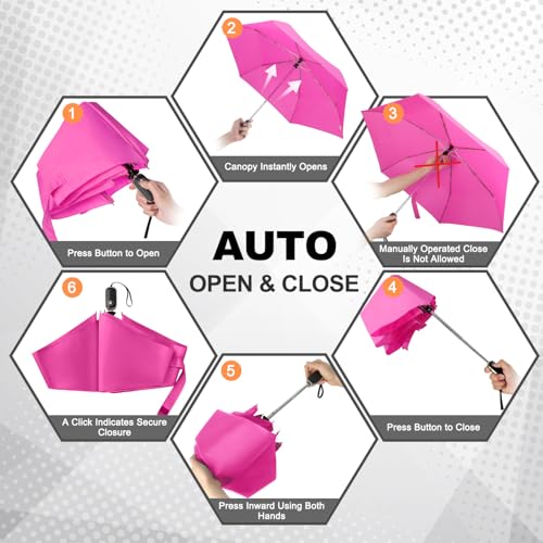 Lejorain Folding Backpack Umbrella Compact - Auto Open Close Small Sturdy Windproof Umbrella for Rain Men Gifts Unbreakable Umbrellas — view 4