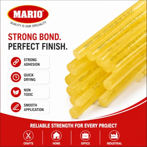 Image of Mario Mini Yellow 7mm Hot Melt Glue Sticks for 20W Glue Gun (25 Pcs) | Strong Adhesive for DIY, Art & Craft, Repairs | Mini Glue Gun Sticks