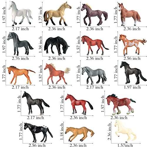 image for RCOMG 18 PCS Horse Toys for Girls and Boys, Plastic Miniature Pony Hor