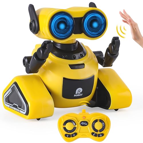 Highttoy Roboter Kinder, Ferngesteuerter Roboter Spielzeug mit Gestensteuerung, LED-Augen und Musik Wiederaufladbares RC Roboter Spielzeug ab 3 4 5 6 7 8 Jahre Jungen Mädchen Geschenk