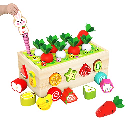 Montessori Toys for 2 Year Old, JUZBOT Wood Toys Shape Sorter for 1 Year Old Boys Girls, Early Educational Learning Toys for Baby Excellent Kids Gift for 1 2 3 Year Old