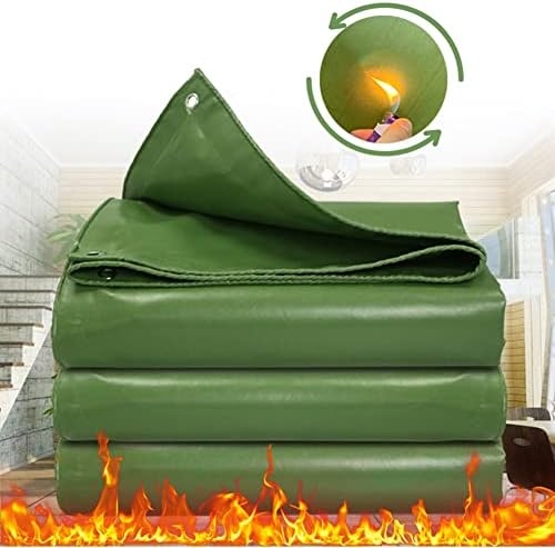 Heavy Duty Fire Retardant Tarpaulin - 21.65 Mil Fireproof PVC Tarp Cover with Grommets, Reinforced Edges, Tear Resistant, Waterproof for Outdoor Use
