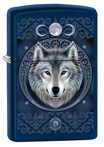 Zippo Lighter: Anne Stokes Wolf - Navy Matte 79590