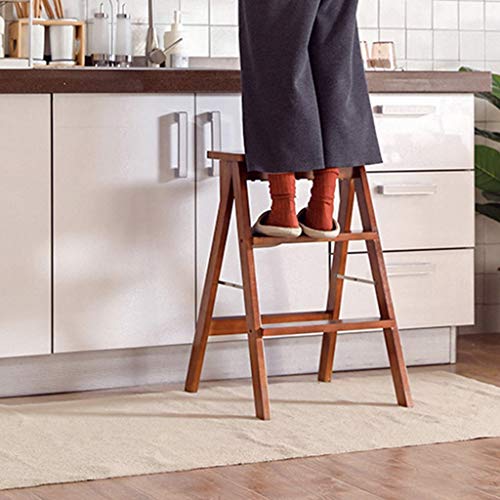 Falta de altura segura solucionada con este taburete de madera plegable 5