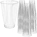 Glitter Disposable Cups | 12 oz. 50 Pack | Clear Plastic Cups | Silver Glitter Plastic Party Cups | Disposable Plastic Wine Glasses for Parties | Plastic Cocktail Glasses | Wedding Holiday Tumblers
