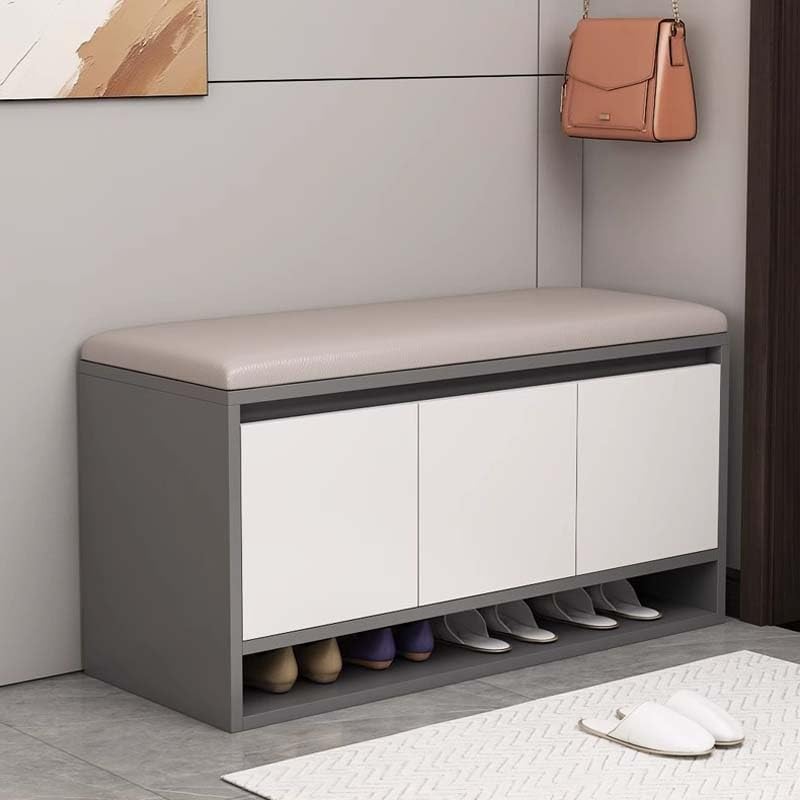 Étagère à chaussures en bois massif 100 cm avec banc moderne pour entrée