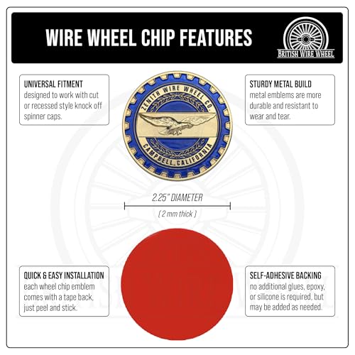 Image of Zenith Gold & Candy Blue Metal Wheel Chip Emblem (Single) | 24K Triple Gold Plated Solid Metal Wheel Chip Emblem, 2.25 inch | for Lowriders with Cut or Recessed Knock Off Spinner Caps