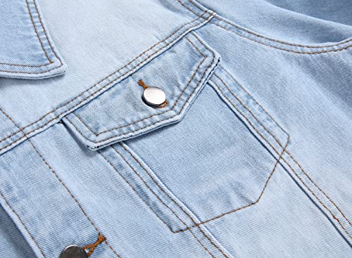 Image of Mens Denim Jacket Ripped Slim Jean Jacket Coat for Men