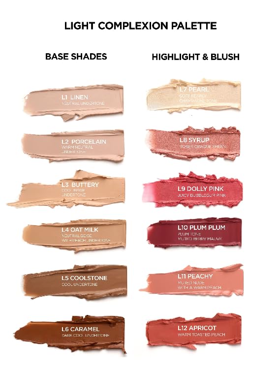 SOSU Cosmetics Complete Canvas Complexion Palette, 12 Ultra-Blendable Cream Shades, Dark, Base Contour Blush Highlight - Image 2