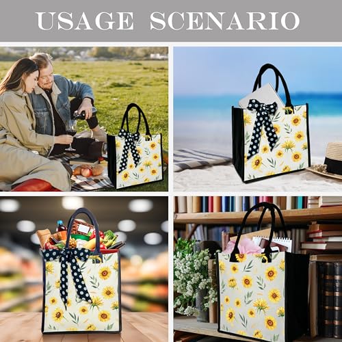 Bolso de lona con flores para playa y hombro miniatura 4