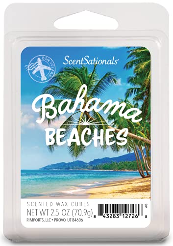 Scentsationals Scented Wax Fragrance Melts - Destination Collection Bahama Beaches - Wax Cubes Pack, Home Warmer Tart, Electric Wickless Candle Bar Air Freshener, Spa Aroma Decor Gift - 2.5 oz