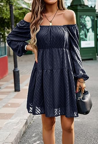 Image of BestWendding Women Long Sleeve Mini Dress Square Neck 2026 Fall Dress
