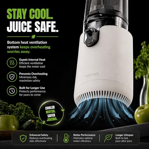 Image of Hurom E50ST Cold Press Juicer for Home, Advanced Cold Press Technology for 20% More Juice, All-in-1 Juicer for Fruits, Vegetables, Nut Milk, World's No. 1 Slow Juicer Brand since 1974 (Mushroom White)