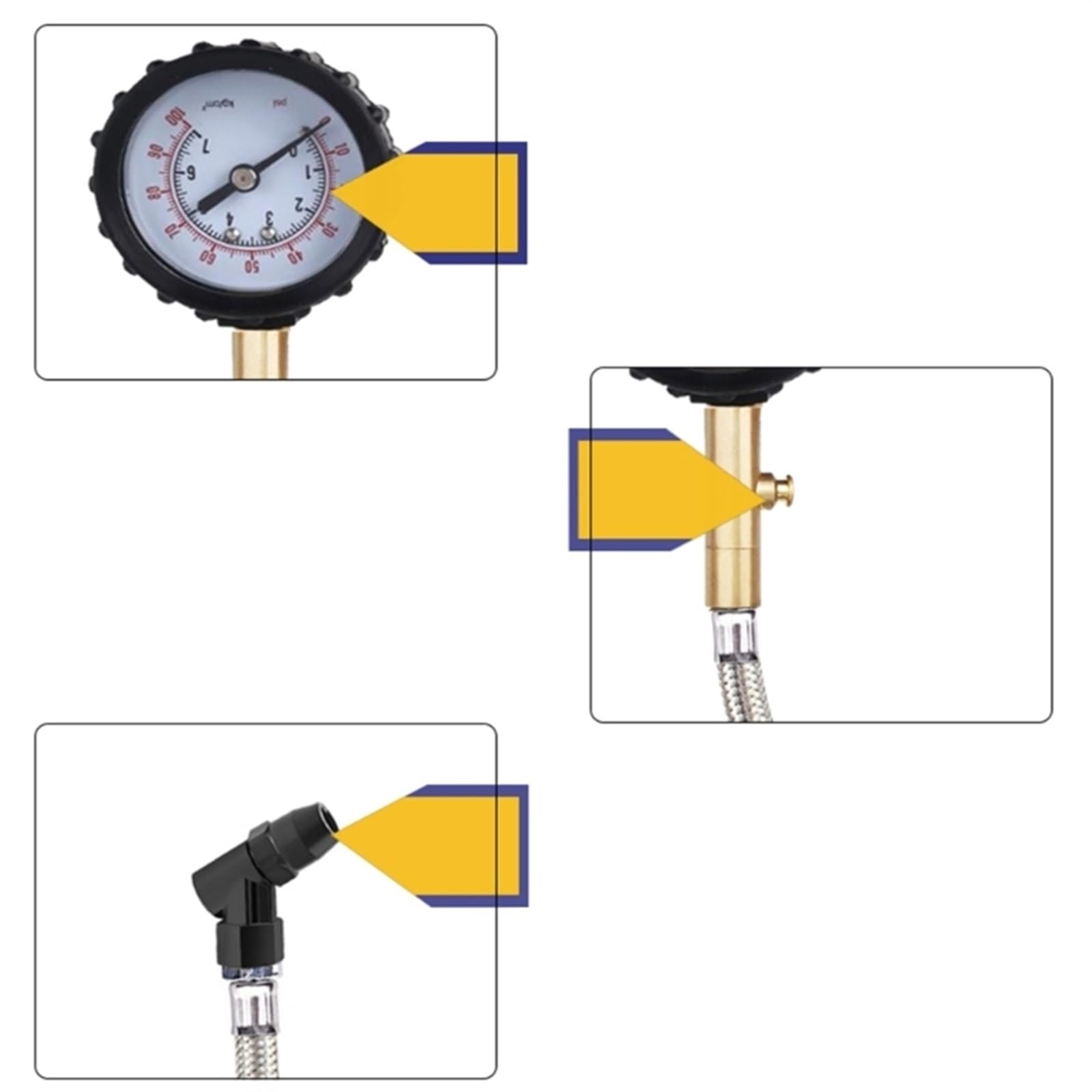Jauge de pression des pneus à Long Tube mètre manomètre de testeur de pression d'air des pneus de haute précision for voiture camion moto universel Facile à Utiliser