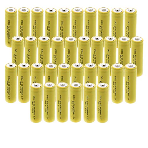(36-Pack) Exell Nickel-Cadmium Button-Top Cell Rechargeable Battery for Solar, Outdoor, and Garden Lights (Exell AA, 1.2 Volts, 1000mAh)