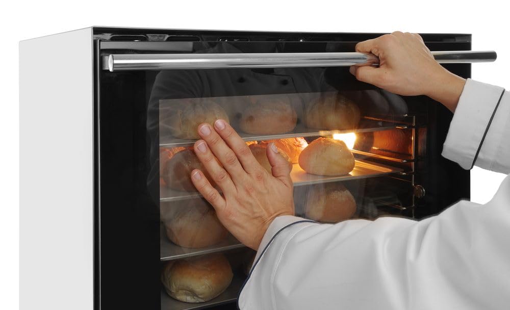 HENDI Forno a Convezione Professionale H90S con Umidificazione Manuale, 2670W, incl. 4 Teglie in Alluminio, 2 Ventole, 50–300°C, Porta Doppio Vetro, 230V, 595x595x(H)570mm, Acciaio Inox
