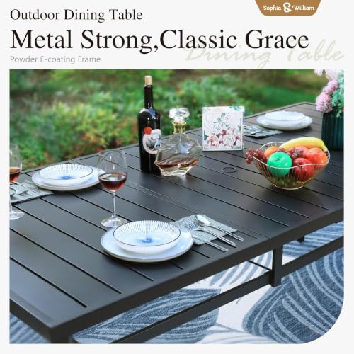Image of Sophia & William Outdoor Dining Set for 8, 83 inch Metal Table w /Umbrella Hole