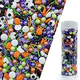 Halloween Sprinkles Ghost & Pumpkin & Eyes Cake Decorations Topper Edible Themed Sprinkles For Cookie Decorating, Chocolate Desserts, Cupcakes, Ice Cream 4.58OZ