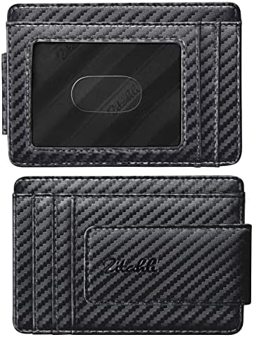 Zitahli Wallet Men's Magnetic Money Clip-Slim and Minimalist Card Case-ID Window Front Pocket Wallet Gift Boxing Black