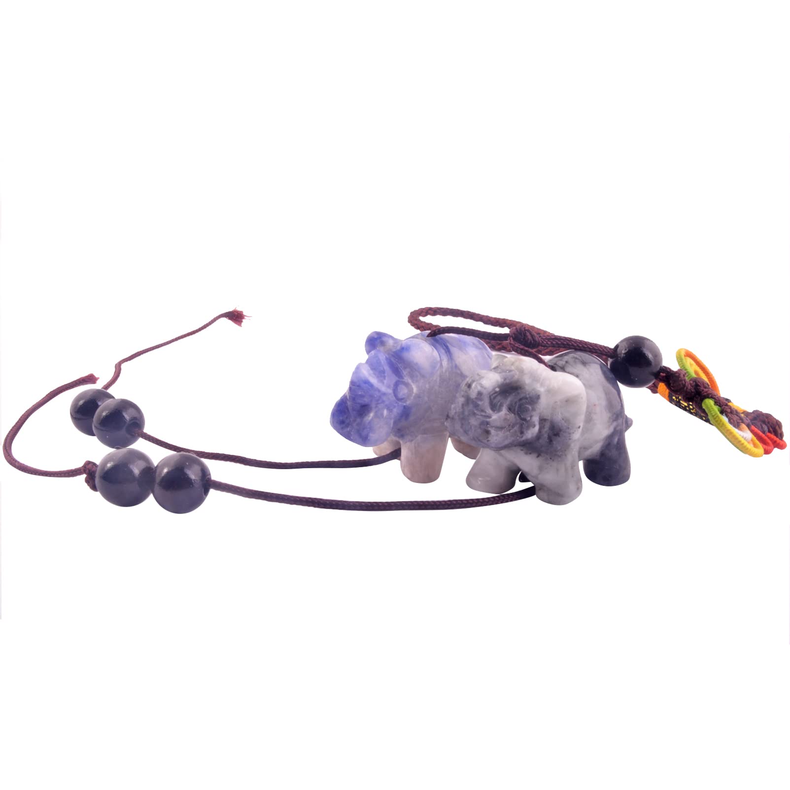 Feng Shui Blue Sodalite Rhinoceros and Elephant Amulet Hanging W Free Mxsabrina Red String Bracelet Y1270