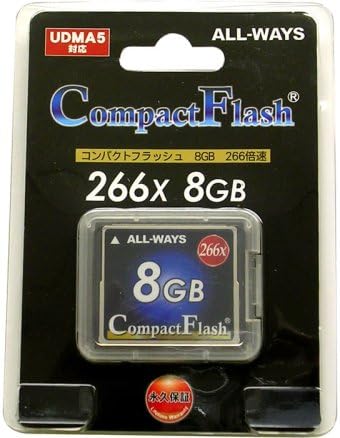 ALL-WAYS ACF-266-8G Compact Flash Memory Card, 266x Speed, 8GB Capacity, Transfer Speed Read/Write, Up to 40MB/s, Supports UDMA5