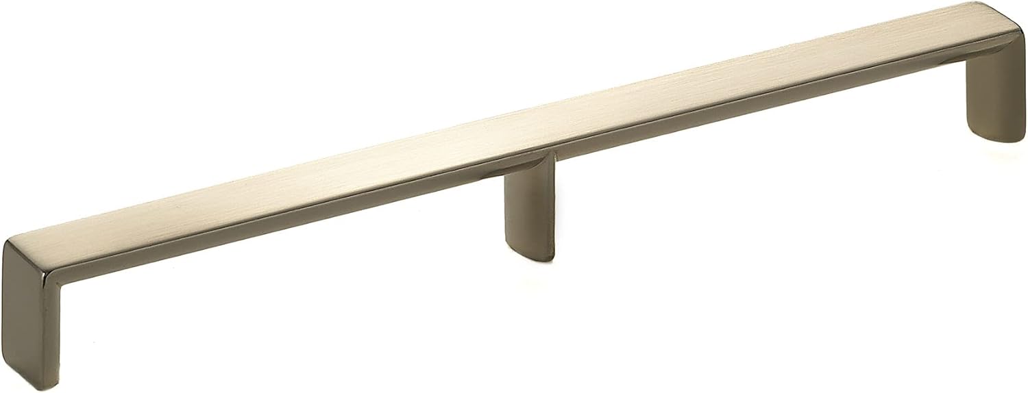 Richelieu Hardware BP680256195 Fort Greene Collection 10 1/8-inch (256 mm) Center-to-Center Brushed Nickel Modern Cabinet and Drawer Pull Handle for Kitchen, Bathroom, and Furniture