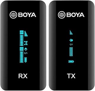 Boya BY-XM6 K1Wireless Lavalier Microphone by-XM6 K1 2.4G Compact Professional Lapel Mic with Rechargeable Charging Case for iPhone/iPad/Android/Camera-7HR Battery 328' Range LED Display