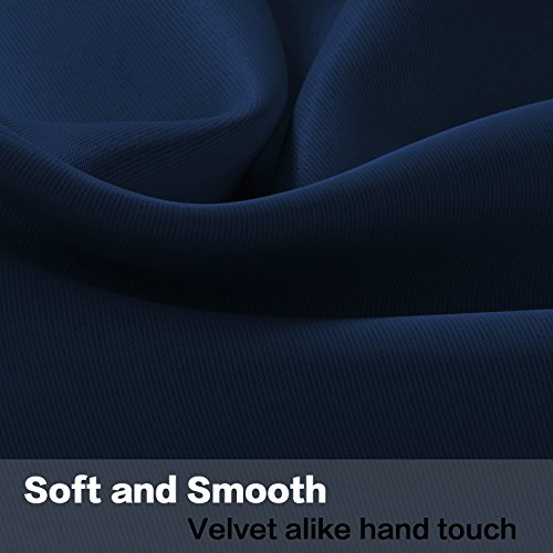 H.versailtex 4 Panels Blackout Curtain Valances For Kitchen Windows/Living Room/Bathroom Privacy Protection Rod Pocket Decoration Scalloped Winow Valance Curtains, 52" W X 18" L, Navy #TOP3