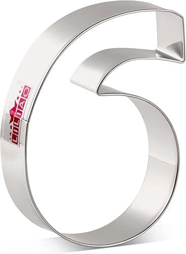 LILIAO Cortador de galletas número 6 para cumpleaños, aniversario, día especial, 2.7 x 3.6 pulgadas, acero inoxidable