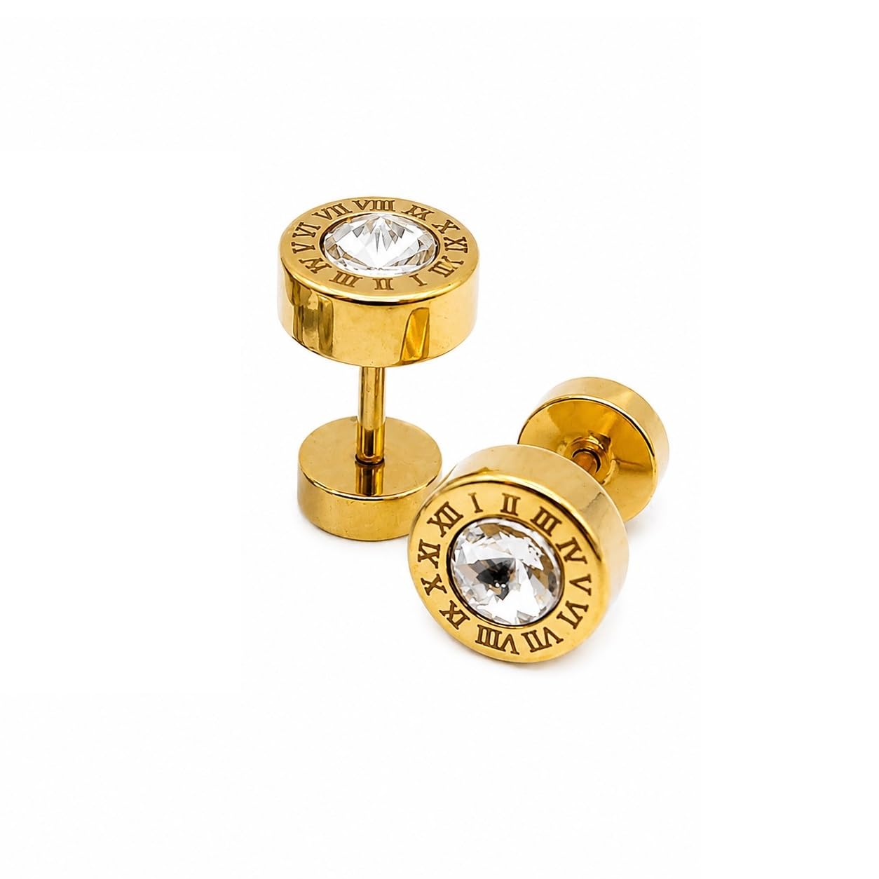 1 Pair Luxury Golden Numeral Stud Earrings With Sparkling Zirconia Crystal Stone-picture-19