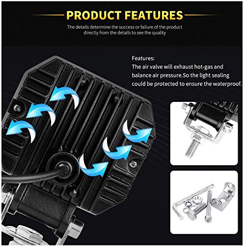 Motorcycle Fog Lights, 2PCS LED Off Road Lights 40W 3Inch Motorcycle Driving Light with DRL Angel Eye 6000K White Spot Lighting Off-road Vehicle Marine Work Light, 2 Years Warranty - Thumbnail 4