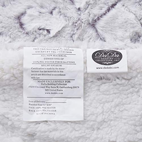 Dada Bedding Luxury White Faux Fur Throw Blanket - Dreamy Milky Way Cloud Purple Undertone Embossed Sherpa Backside - Super Soft Warm Cozy Plush Fluffy - 50" X 60" #TOP5