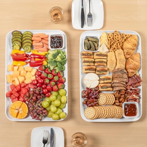 DELLING Large Serving Platter, 18" x 12.3" Serving Tray-Set of 2, White Platters for Serving Food, Serving Trays for Party, Fruit, Appetizer, Serving Trays for Entertaining at Parties and Weddings - Thumbnail 7