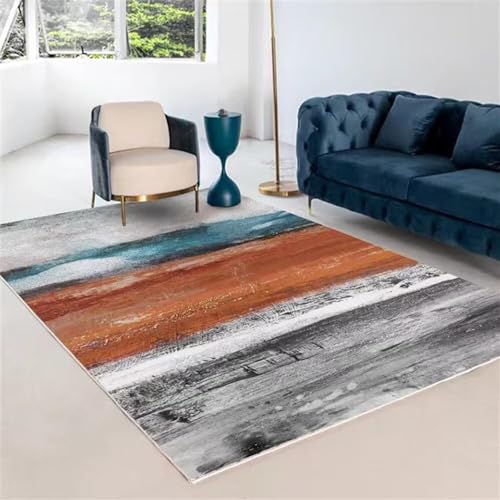 Tapis de salon bleu-gris et rose moderne 60x120cm antidérapant
