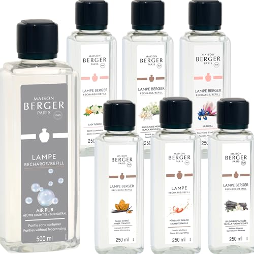 LAMPE BERGER Paris Düfte - großes Entdeckungsset mit 6X 250ml Duft und 1x 500ml Neutral - XXL Duftset Winter Edition 2025