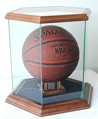Hexagon Glass Display Case for Basketball, Soccer Ball, Baseball Glove, Football, Helmets