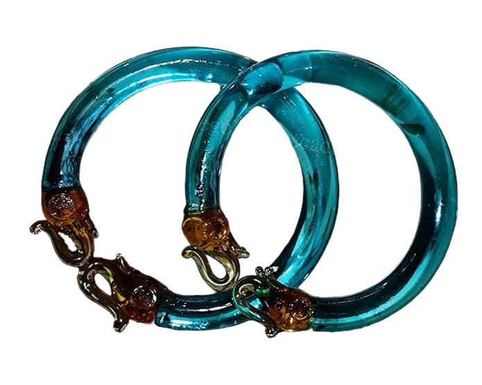 The Golden Cascade Surf Color Elephant Glass Kada for Women | Fancy Design Glass Kadas for Girls & Ladies (Hathi) (Surf, Small 2.4) (B0DDHH684S) Amazon Price History, Amazon Price Tracker