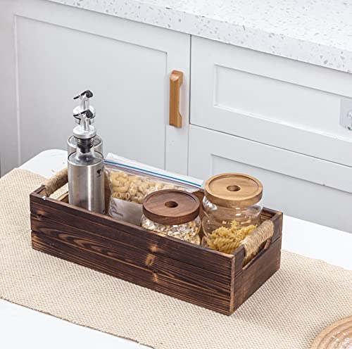 Timris Rustic Wooden Box, Farmhouse Bathroom Decor Box, Wooden Toilet Paper Holder, Toilet Tank Basket, Decorative Storage Container Box (Rustic Brown) #TOP7