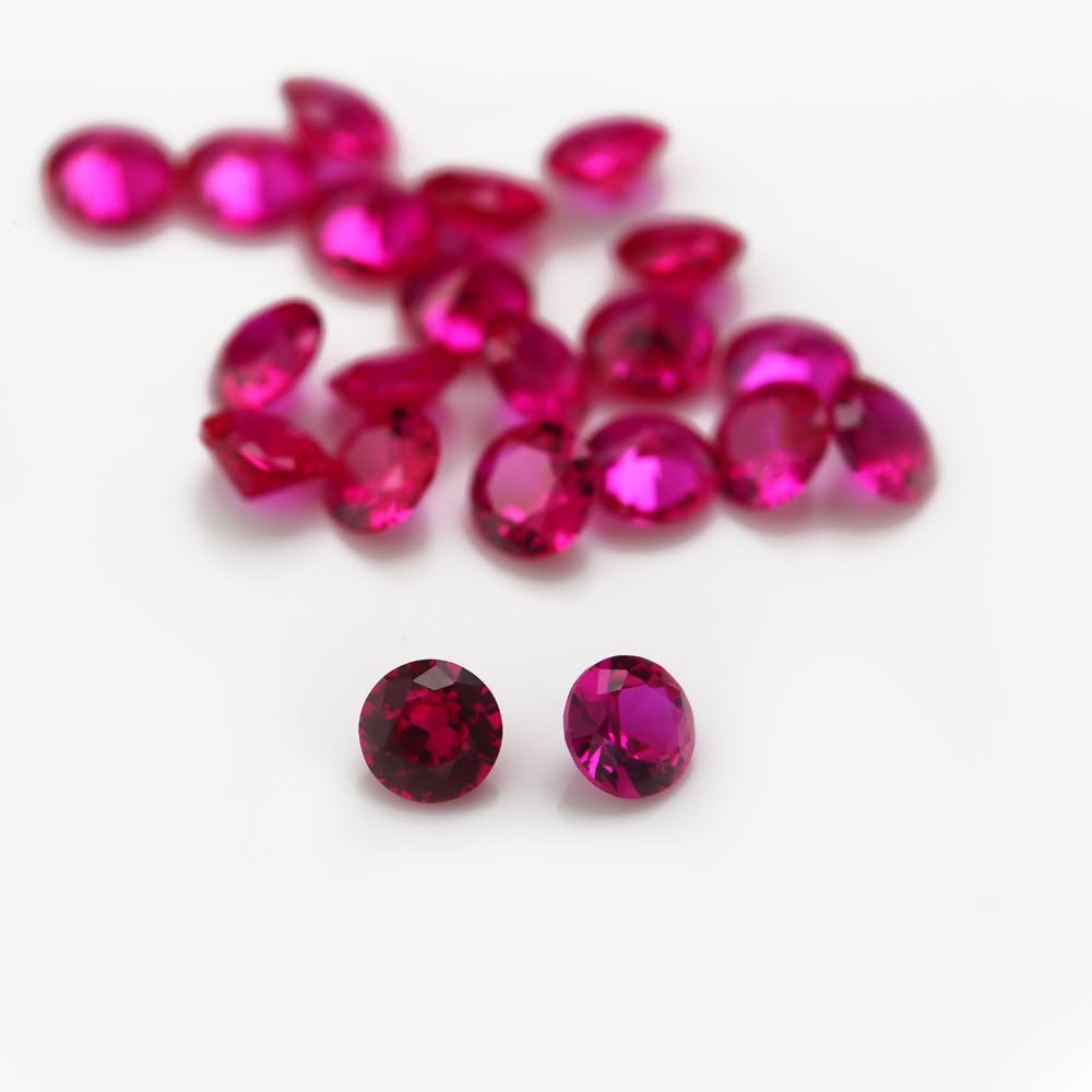 JINGANGZUO 500pcs 3.0mm Round Shape 5# Red Stones Loose Corundum Synthetic Gems Stone for Ring Necklace Pendants Earring Bracelet Jewelry Making