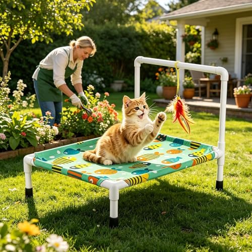 Cama perro elevada transpirable: hamaca portátil de exterior y salón 4