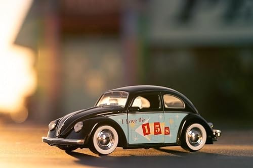 Miniatura 5 de Jada Toys I Love The 50's 1:24 1959 Volkswagen Beetle - Coche fundido a presión, juguetes para niños y adultos, color negro