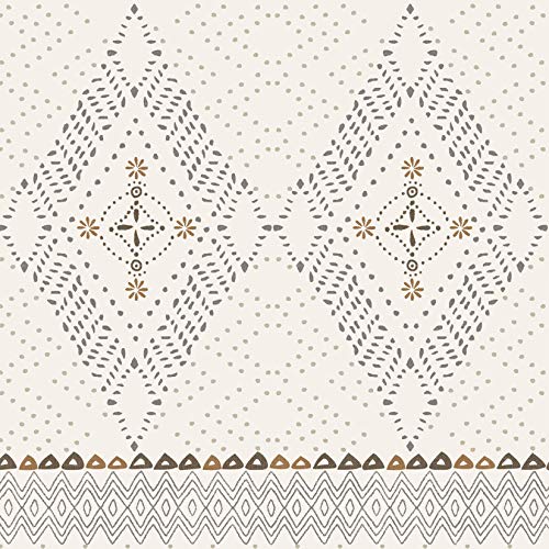 Wake In Cloud - Beige Boho Comforter Set, Aztec Diamond Shape Bohemian Pattern Printed On Ivory Cream, Soft Microfiber Bedding (3Pcs, King Size) #TOP2