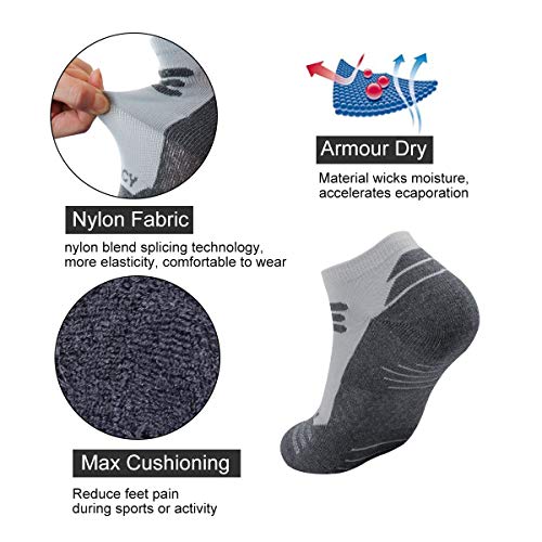 Mens Performance Ankle Socks Cushioned Sweat-absorbent Low Cut Boat Socks 6 Pack3
