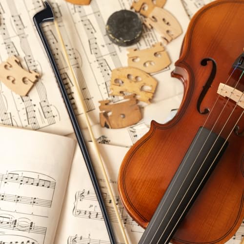 Image of Kmise Carbon Fiber Violin Bows: Lightweight Violin Bow 4 /4, Anti-Deformation Full Size Fiddle Bow, Ultra-Stretchy Horse Hair, Gift for Professional, Beginner, Adults, Kids Violins Practice (Black)