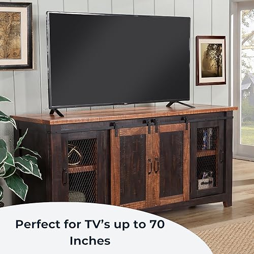 Martin Svensson Home Santa Fe 70\" TV Stand | Antique Black & Aged Distressed Pine - Thumbnail 5