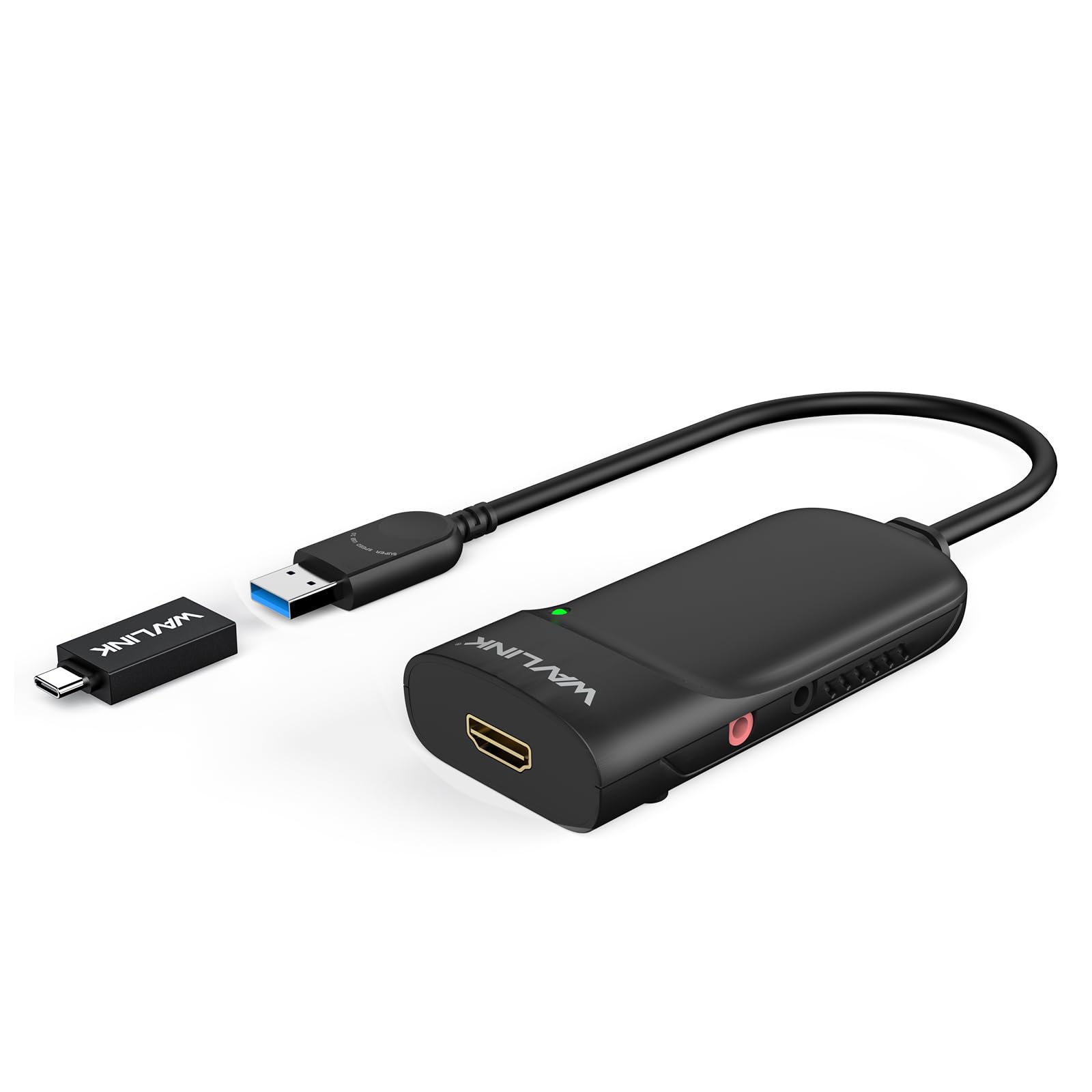 WAVLINK Adaptador USB C a HDMI, Adaptador HDMI 2K, Convertidor USB 3.0 a HDMI, Chips Displaylink admiten hasta 6 Monitores para Windows