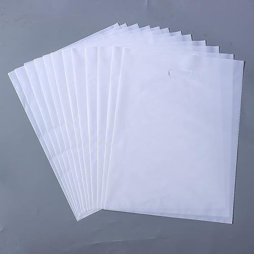 Miniatura 5 de ysmile Bolsa de plástico para compras para pequeñas empresas, bolsa de polietileno para mercancías con asa troquelada de gran tamaño 11.8x15.8 -