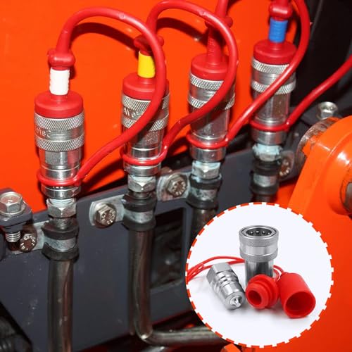 Image of 3 /8 inch NPT Ag Hydraulic Quick Connect Tractor Couplers with Dust Caps, ISO 5675 and ISO 7241-1 A Hydraulic Quick Coupler